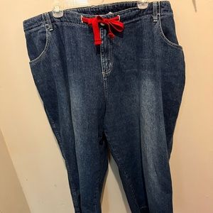 Carolina Blues Denim Crop with attached front red ties